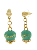 orecchini in acciaio con campanella verde con scritta capri - 3110092