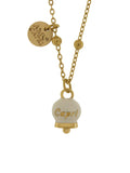 Collana in Acciaio con campanella pendente bianca e oro con scritta Capri - 3140147