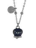 Collana in Acciaio con campanella blu con scritta Capri - 3140154
