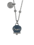 Collana in Acciaio con campanella blu cobalto con scritta Capri - 3140155