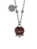 Collana in Acciaio con campanella borgogna con scritta Capri - 3140156