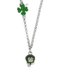 Collana in Acciaio con quadrifoglio e campanella portafortuna con quadrifoglio - 3140233