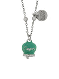 Collana in Acciaio campanella verde acqua con scritta Capri e zirconi - 3140248