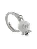 Anello in Acciaio con campanella bianca con scritta Capri - 3150041