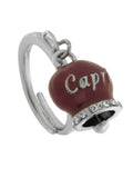 Anello in Acciaio con campanella borgogna con scritta Capri - 3150045