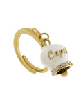 Anello in Acciaio con campanella bianca e oro con scritta Capri - 3150047