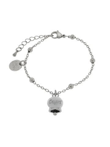 Bracciale in Acciaio con campanella pendente bianca con scritta Capri - 3170552