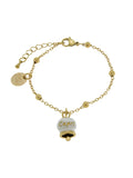Bracciale in Acciaio con campanella pendente bianca e oro con scritta Capri - 3170558