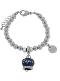 Bracciale in Acciaio con campanella pendente azzurra con scritta Capri - 3170576