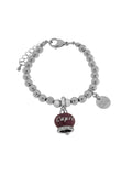 Bracciale in Acciaio a perline con campanella borgogna con scritta Capri - 3170578