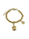 Bracciale in Acciaio con campanella placcata oro con scritta Capri - 3170579