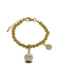 Bracciale in Acciaio con campanella bianca e oro con scritta Capri - 3170580