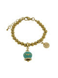 Bracciale in Acciaio con campanella verde con scritta Capri - 3170582