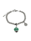 Bracciale in Acciaio campanella verde acqua con scritta Capri e zirconi - 3170743