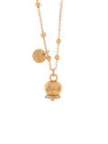 Collana in Metallo con campanella portafortuna pendente impreziosita da cristalli bianchi e scirtta Capri a rilievo - 3511044