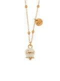 Collana in Metallo con campanella portafortuna pendente impreziosita da smalto bianco e cristalli - 3540855