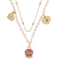 Collana in Metallo con campana smaltata rosa e cuoricini pendenti - 3541267