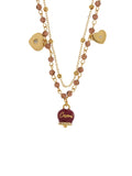 Collana in Metallo multifilo con campanella e pietre viola - 3541495
