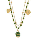 Collana in Metallo multifilo con campanella e pietre verdi - 3541496