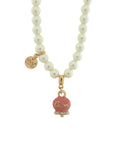Collana in Metallo con perle e campanella rosa con scritta Capri - 3541894