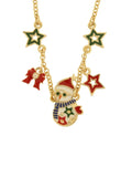 Collana in Metallo pupazzo di neve, stelle e fiocco rosso - 3542198