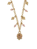 Collana in Metallo con sfere colorate e campanella con cerchi rosa e cristalli in rilievo - 3542405