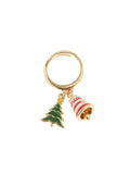 Anello in Metallo con pendente a forma di albero di natale e campanella portafortuna natalizia - 3550353