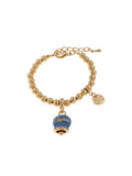 Bracciale in Metallo con campanella portafortuna blu cobalto, con scritta Capri - 3571925