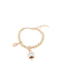 Bracciale in Metallo maglia a sfere, con campanella scritta capri pendente impreziosita da cristalli e smalto bianco - 3571941