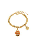 Bracciale in Metallo con campanella scritta capri pendente impreziosita da cristalli e smalto arancione - 3572114