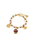 Bracciale in Metallo multifilo con campanella viola e pietre - 3572439