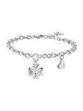 bracciale donna in acciaio con quadrifoglio e charm cuore - BK2955