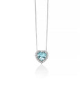 collana miluna con acquamarina a cuore e contorno di diamanti in oro bianco - CLD4720