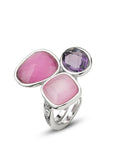 Anello Boccadamo a tre cristalli rosa e ametista - XAN219