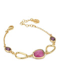 Bracciale Boccadamo placcato oro giallo cristalli rosa e ametista - XB1041DR