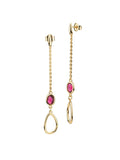 Orecchini Boccadamo pendenti placcati oro giallo con cristallo rubino e modulo a goccia - XOR763D