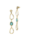 Orecchini Boccadamo pendenti placcati oro giallo con moduli a goccia e cristallo smeraldo - XOR764D
