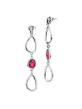 Orecchini Boccadamo pendenti con moduli a goccia cristallo con rubino - XOR764
