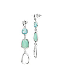 Orecchini Boccadamo pendenti con cristalli acquamarina e verde chiaro e modulo a goccia - XOR765